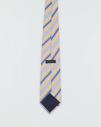 Valentino Blue And Beige Silk Tie