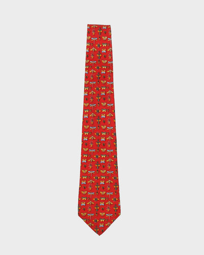 Salvatore Ferragamo Red Patterned Silk Tie