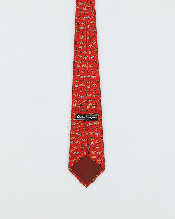 Salvatore Ferragamo Red Patterned Silk Tie