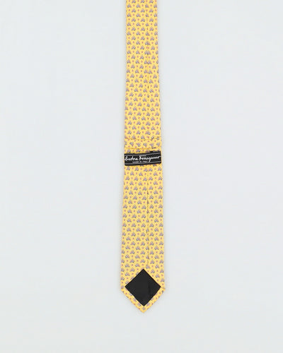 Salvatore Ferragamo Yellow Patterned Silk Tie
