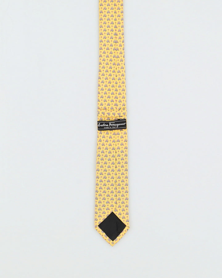 Salvatore Ferragamo Yellow Patterned Silk Tie