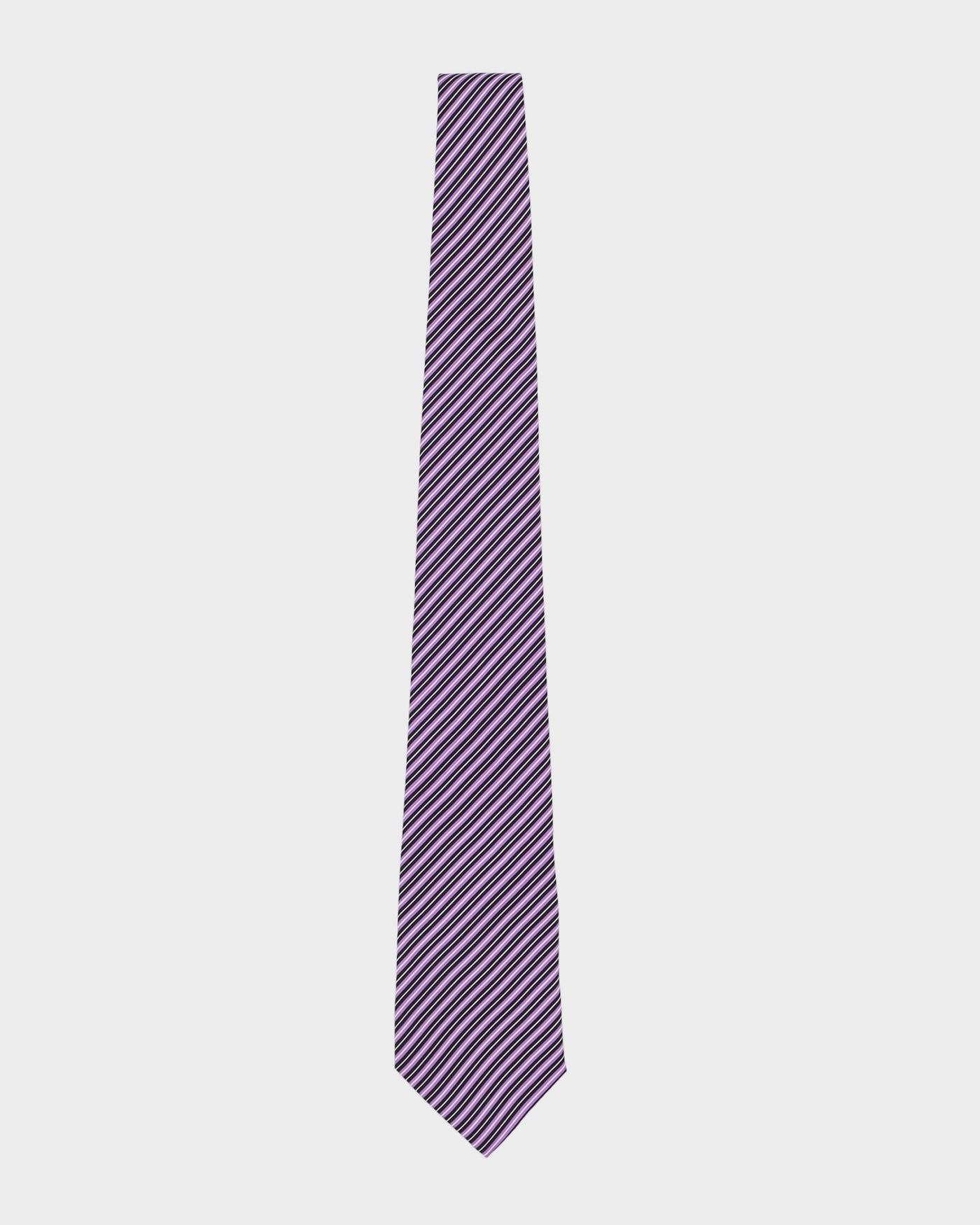 Hermes Blue And Purple Striped Silk Tie