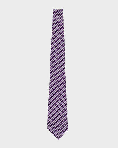 Hermes Blue And Purple Striped Silk Tie