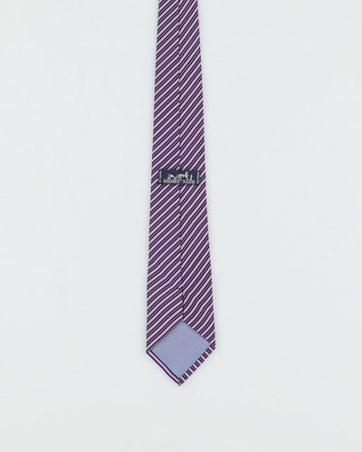 Hermes Blue And Purple Striped Silk Tie