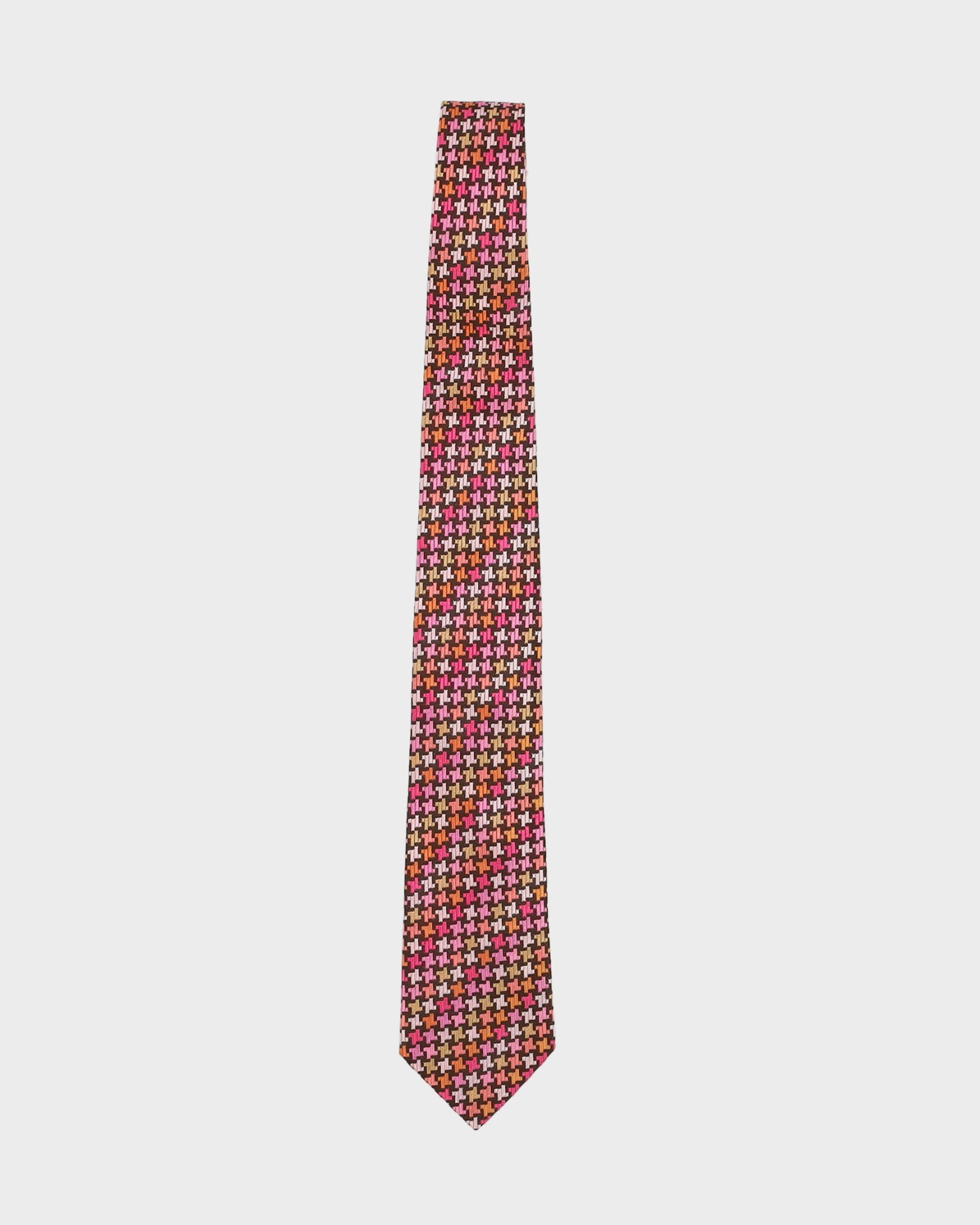 Etro Pink And Orange Patterned Silk Tie