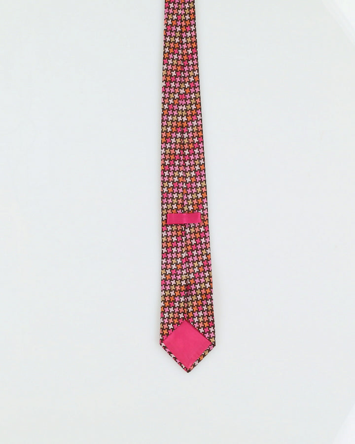 Etro Pink And Orange Patterned Silk Tie