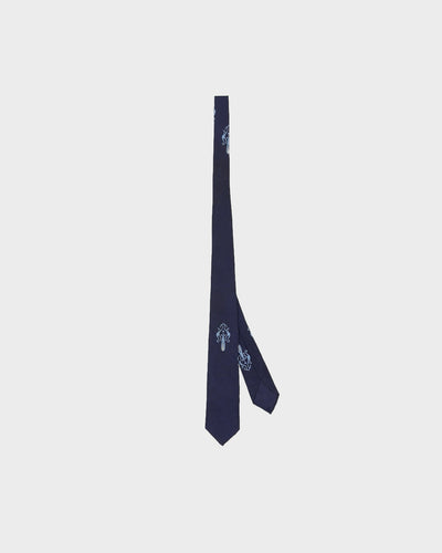 Vintage 1960s Blue Patterned Silk Tie