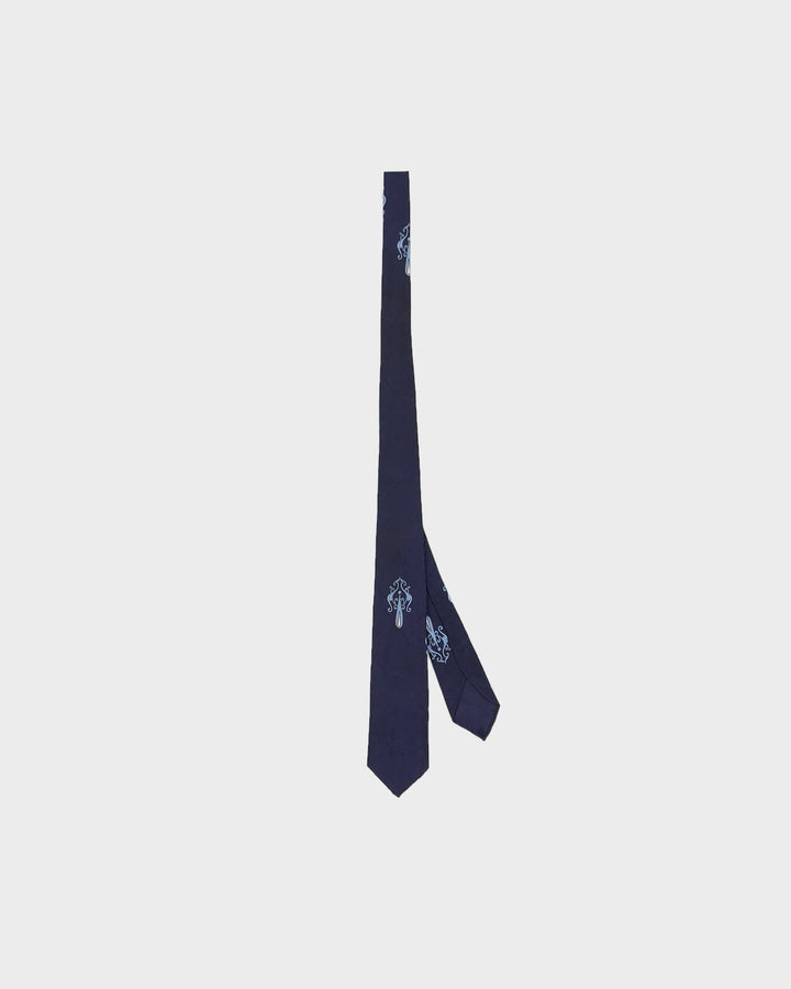Vintage 1960s Blue Patterned Silk Tie