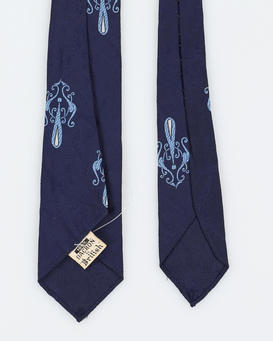 Vintage 1960s Blue Patterned Silk Tie