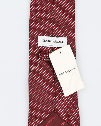 Vintage Men's Red Armani Tie with Tag