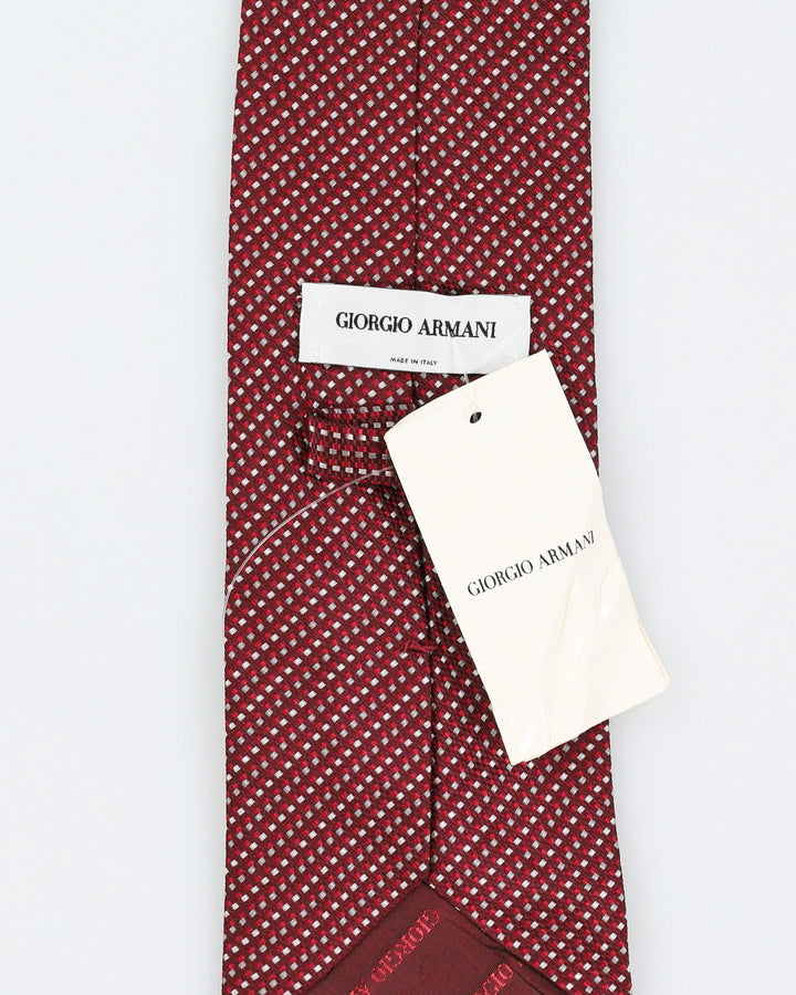 Vintage Men's Red Armani Tie with Tag