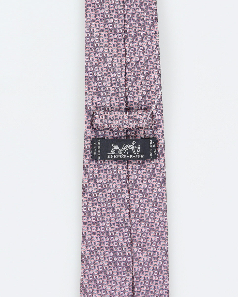 Men's Pink Pattern Hermes Tie