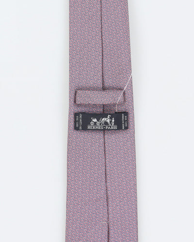 Men's Pink Pattern Hermes Tie
