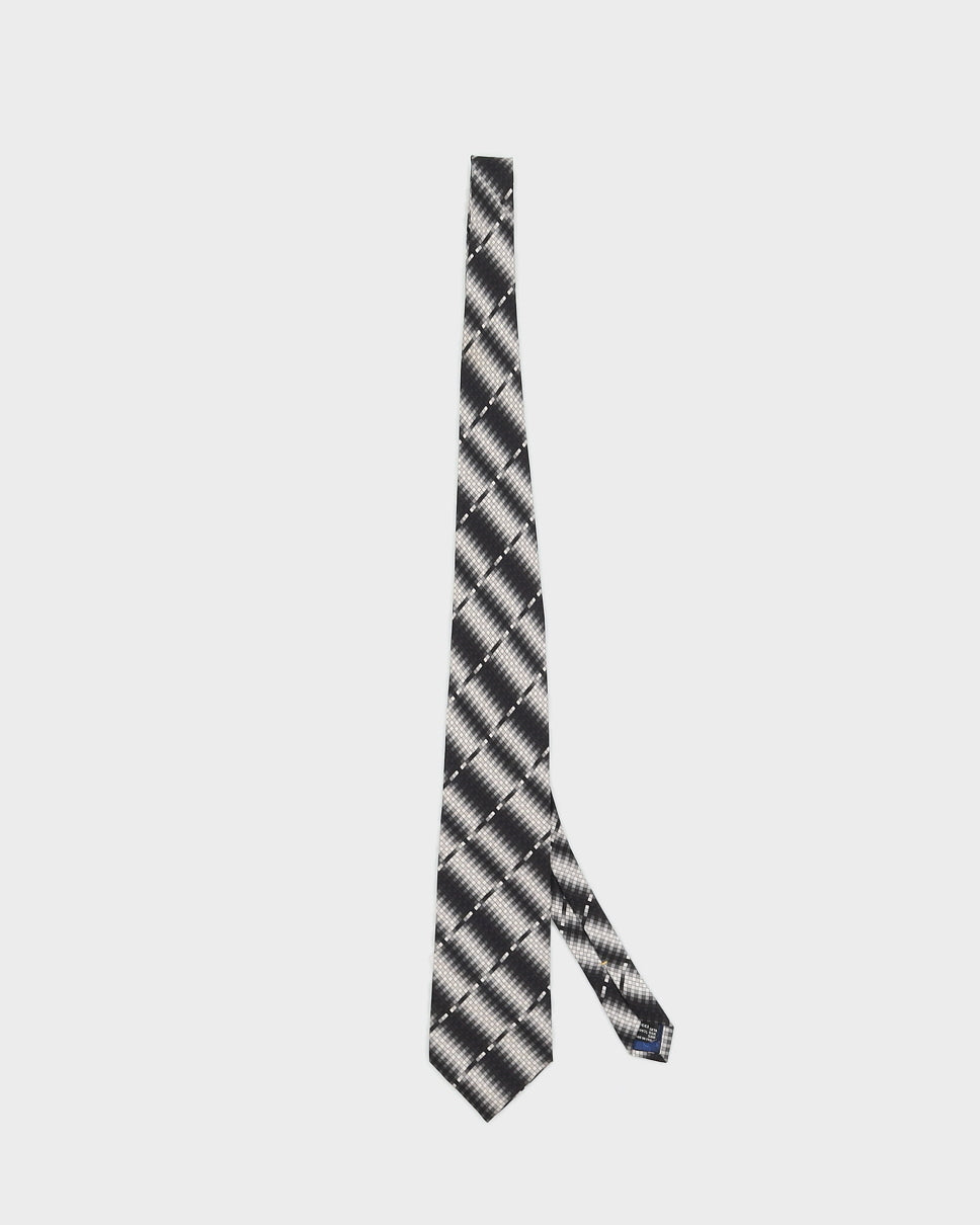Vintage Men's Black and White Squares Pattern Gucci Tie