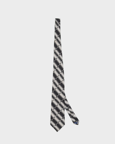 Vintage Men's Black and White Squares Pattern Gucci Tie