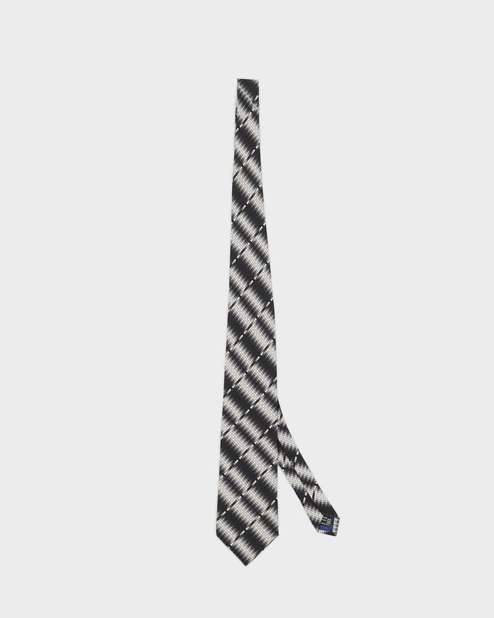 Vintage Men's Black and White Squares Pattern Gucci Tie