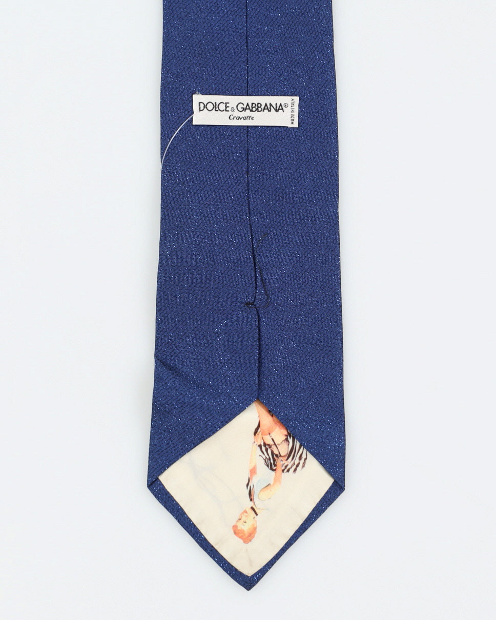 Vintage Men's Sparkling Blue Dolce &amp; Gabbana Cravatte