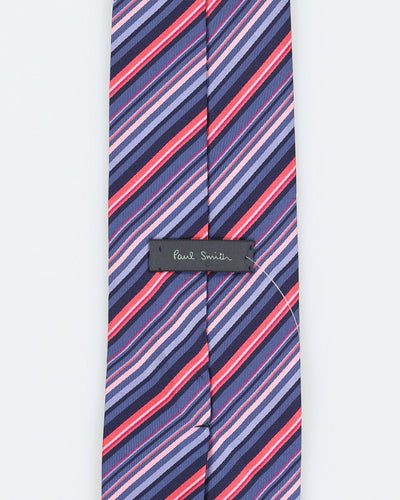 Vintage Men's Blue and Pink Striped Paul Smith Tie