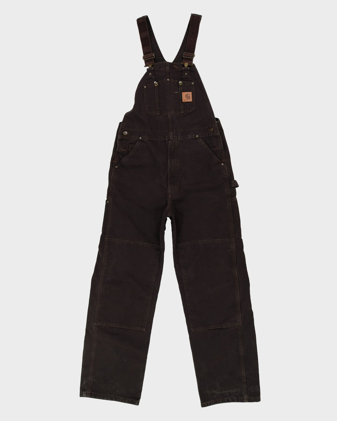 Vintage 90s Carhartt Brown Long Fit Double Knee Dungarees - W34 L34
