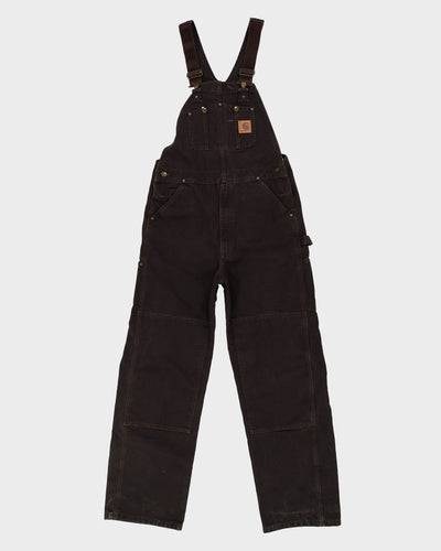Vintage 90s Carhartt Brown Long Fit Double Knee Dungarees - W34 L34