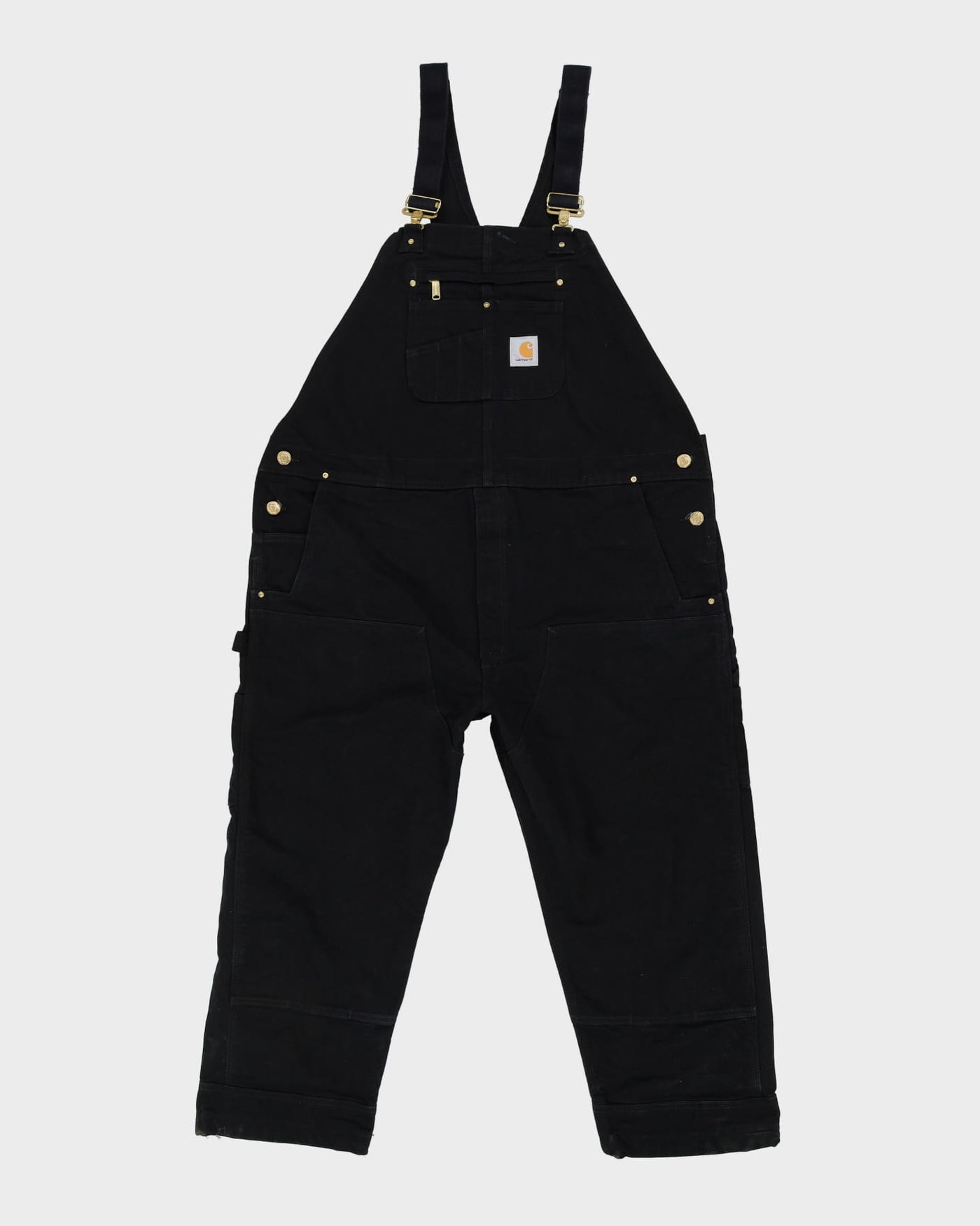 Vintage 90s Carhartt Black Long Fit Double Knee Dungarees - W46 L28