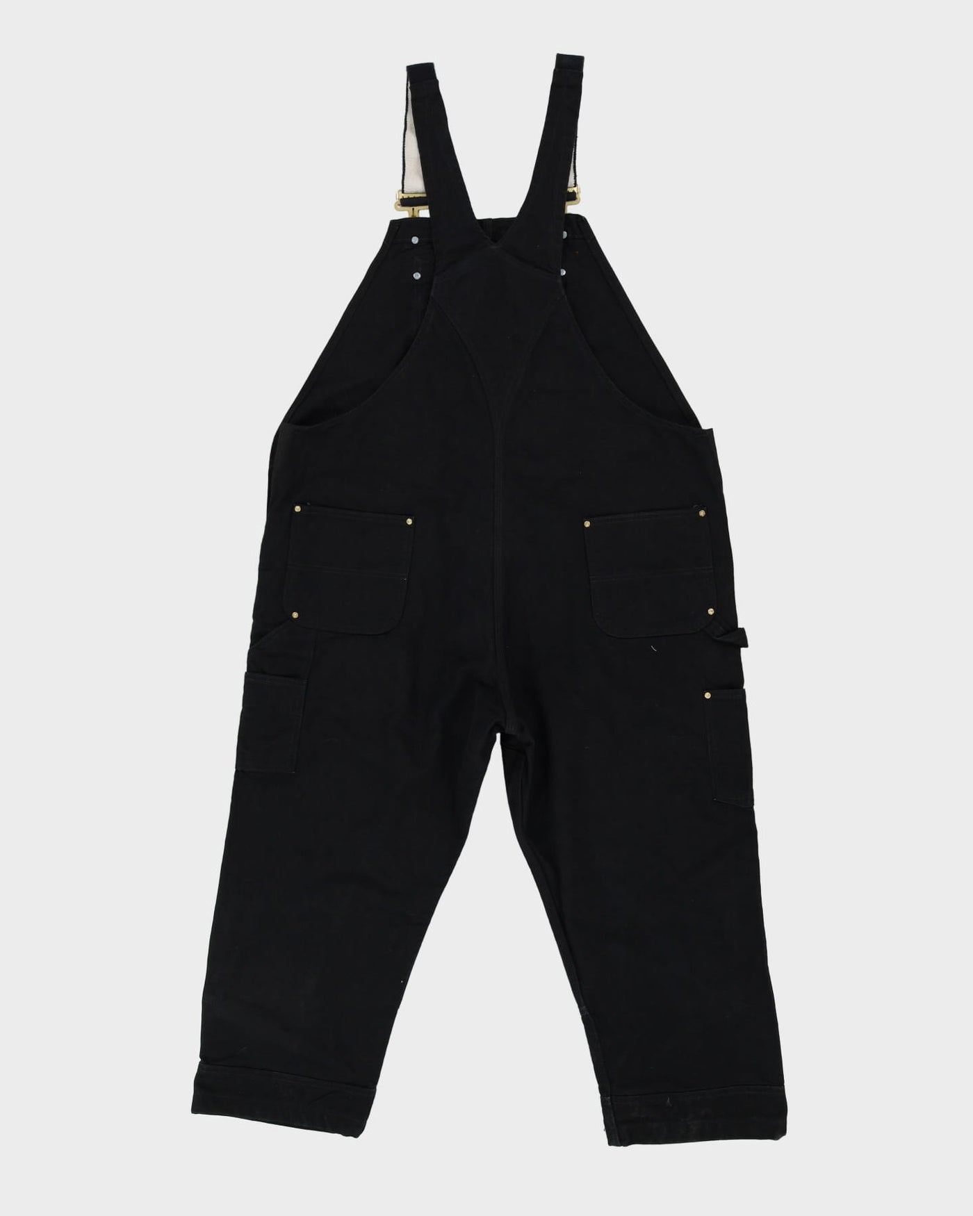 Vintage 90s Carhartt Black Long Fit Double Knee Dungarees - W46 L28