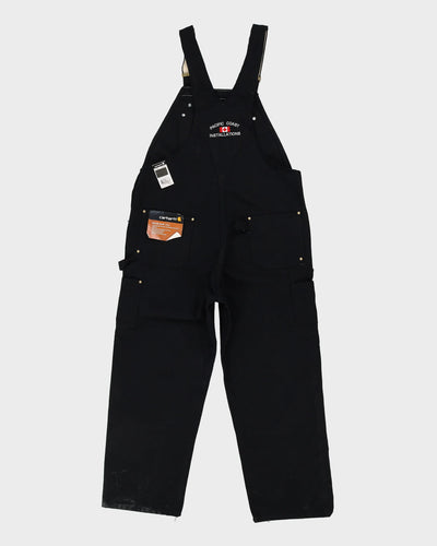 Vintage New With Tags 90s Carhartt Black Long Fit Double Knee Dungarees - W42 L30