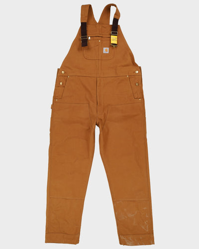 Vintage New With Tags 90s Carhartt Beige Long Fit Double Knee Dungarees - W44 L36