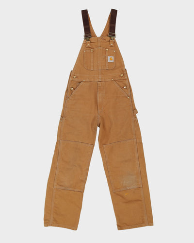 Vintage 90s Carhartt Beige Long Fit Double Knee Dungarees - W30 L28