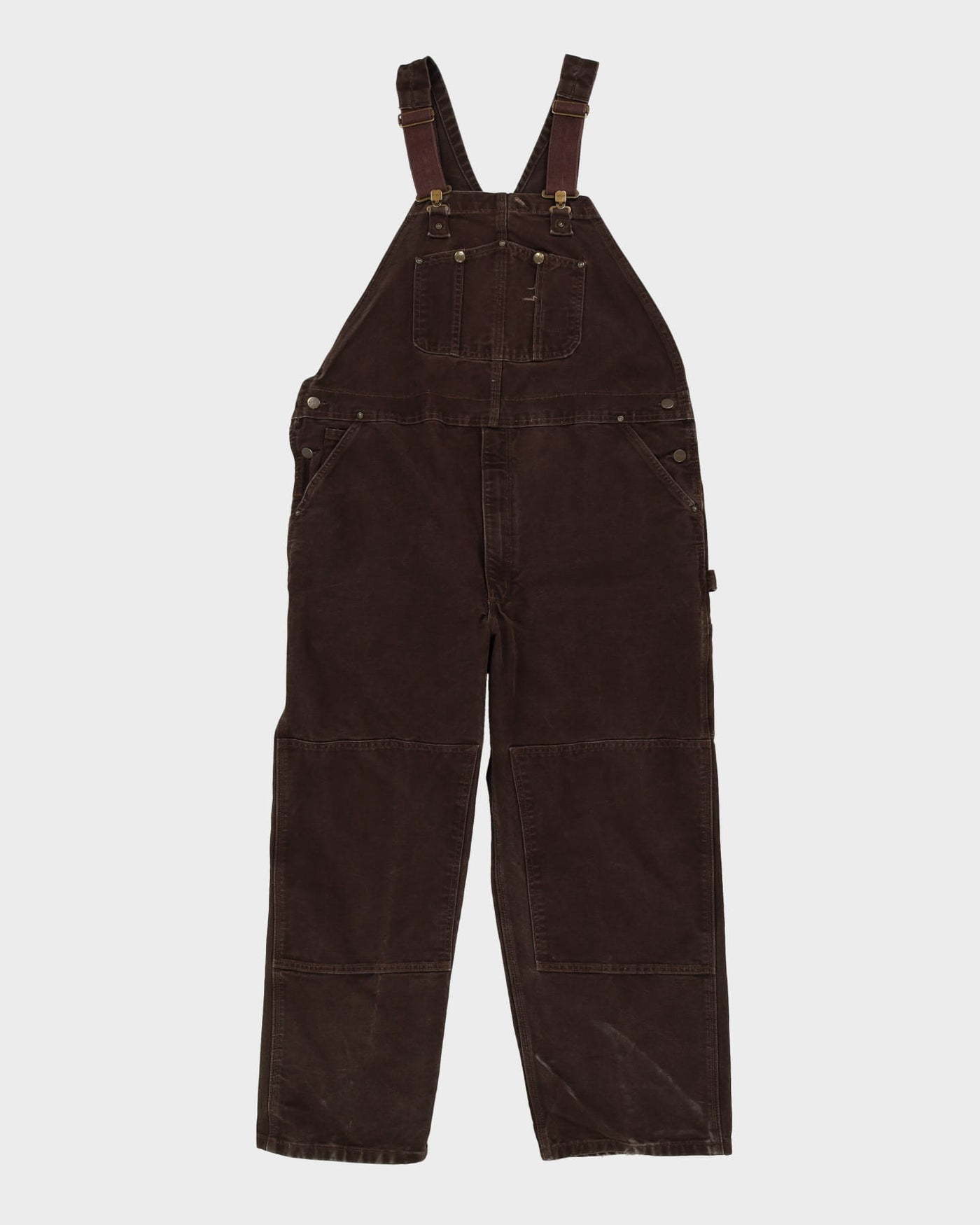 Vintage 90s Carhartt Brown Long Fit Double Knee Dungarees - W44 L30