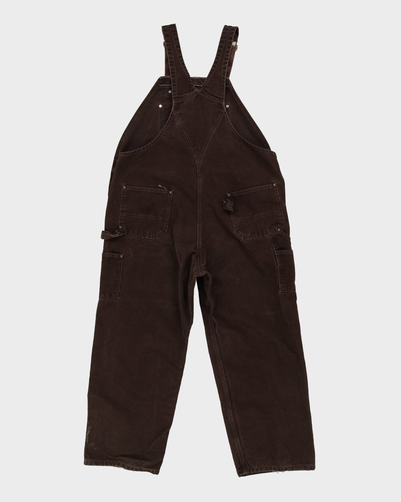 Vintage 90s Carhartt Brown Long Fit Double Knee Dungarees - W44 L30