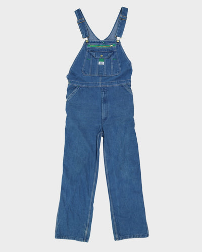 Vintage 90s Liberty Contrast Stitch Blue Long Fit Dungarees - W38 L32