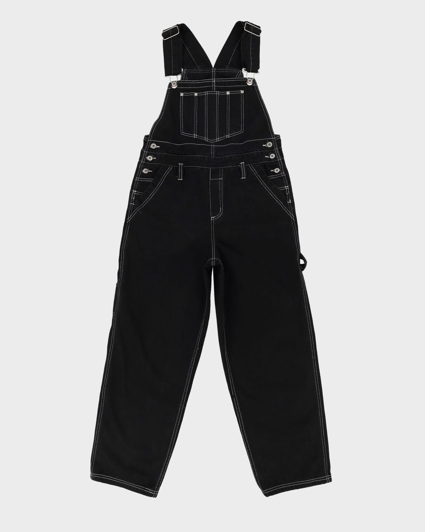 Vintage 90s Nevada Black Contrast Stitch Denim Dungarees - W34 L30