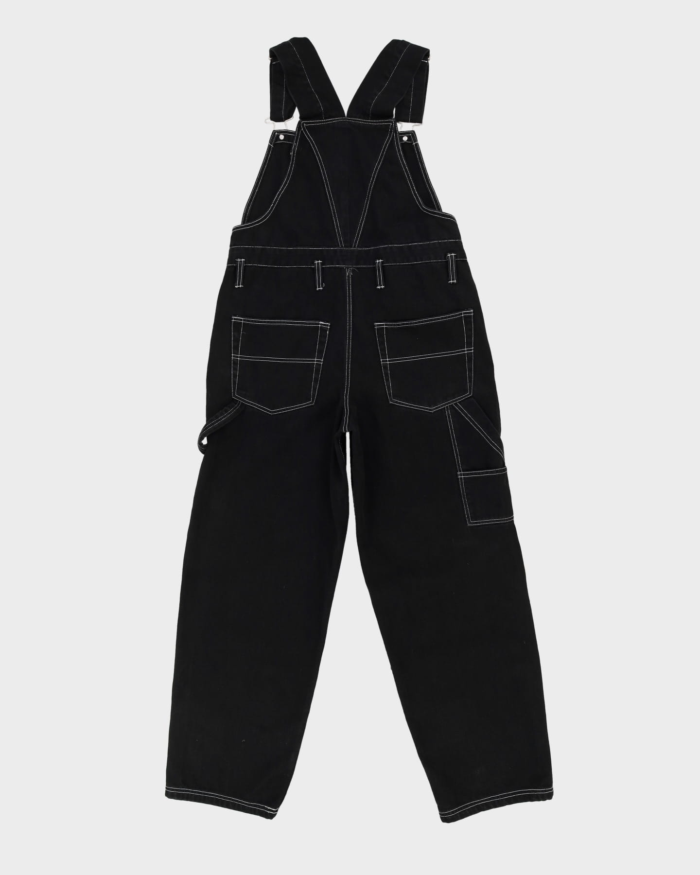 Vintage 90s Nevada Black Contrast Stitch Denim Dungarees - W34 L30
