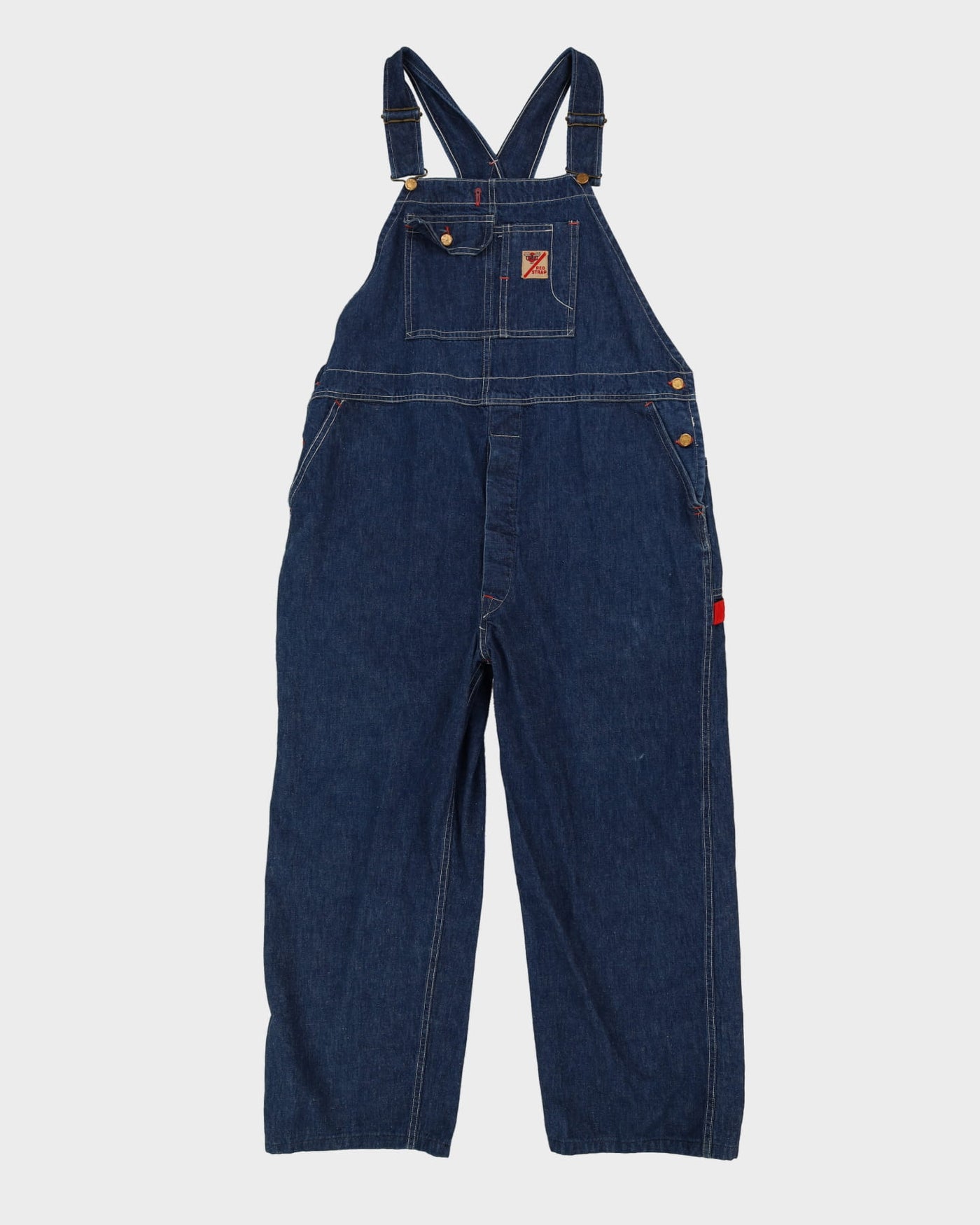 Vintage 80s GWG Red Strap Blue Dungarees - W46 L28
