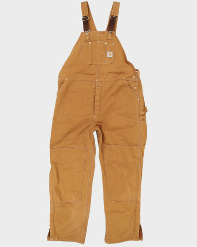 Carhartt Brown Double Kneed Quilted Lined Dungarees - W48 L34