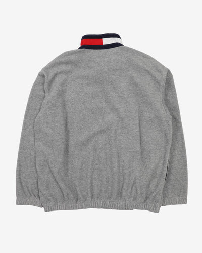 Vintage 90s Tommy Hilfiger Grey Quarter-Zip Fleece - XL