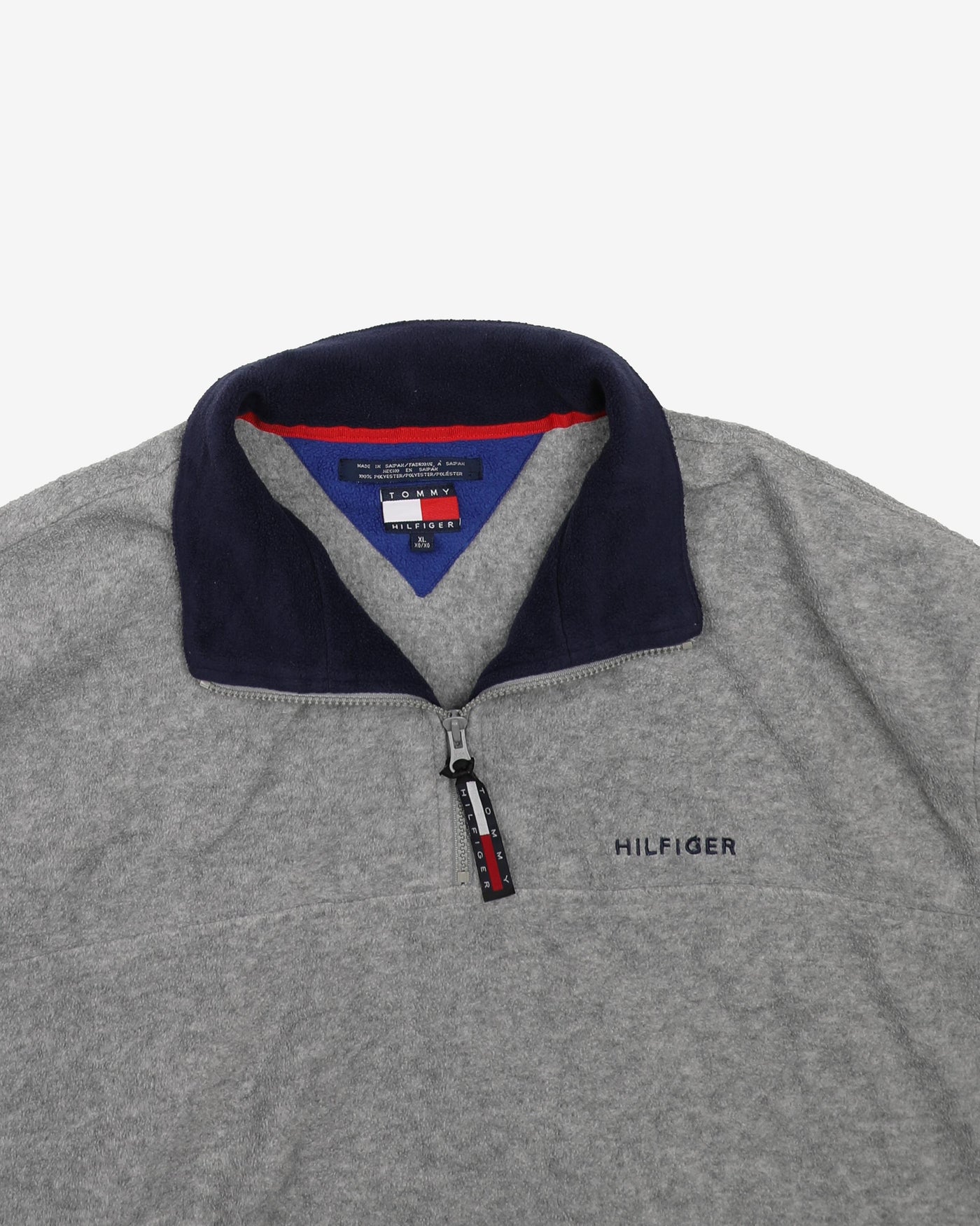 Vintage 90s Tommy Hilfiger Grey Quarter-Zip Fleece - XL