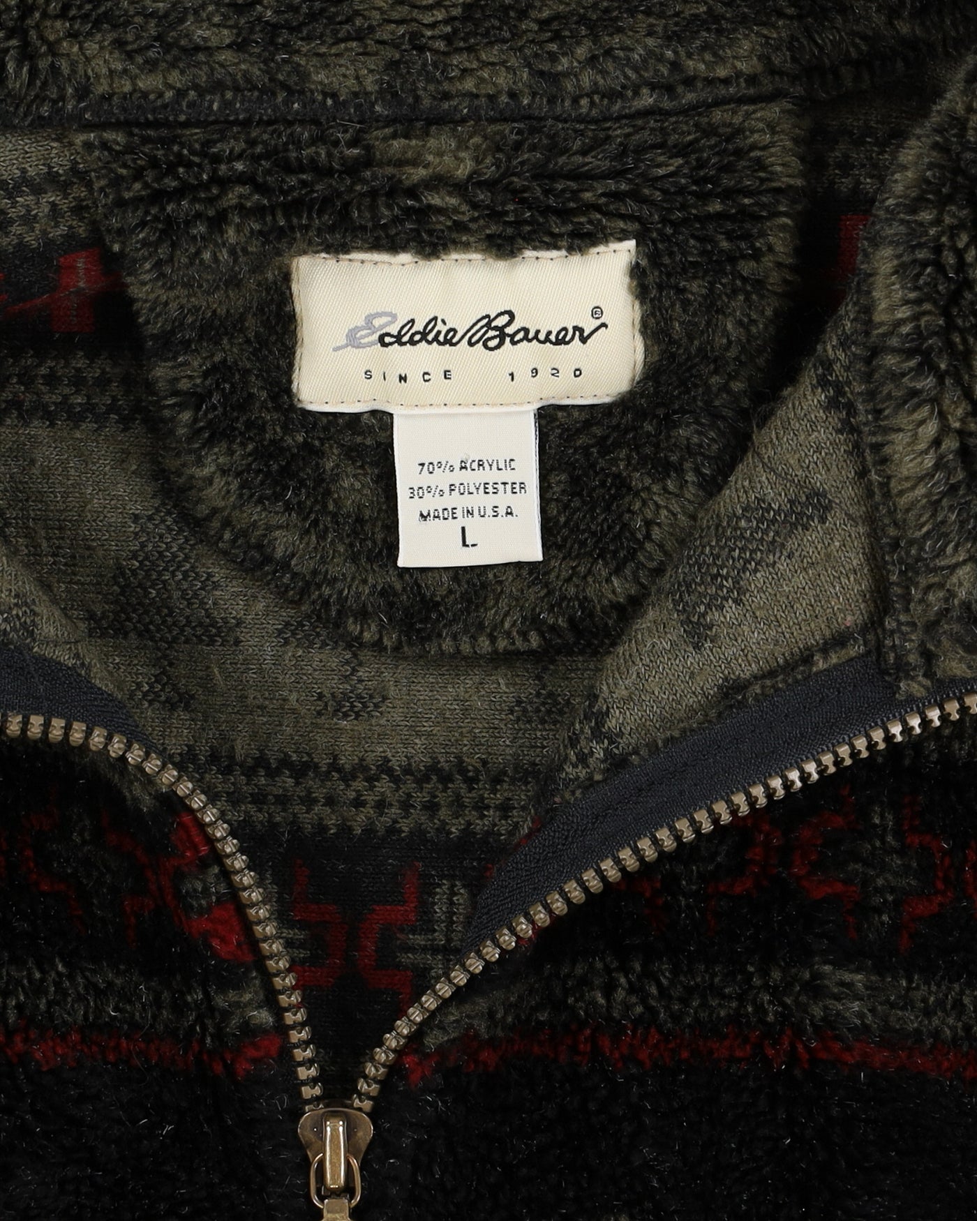 Vintage 90s Eddie Bauer All Over Print Fleece - L
