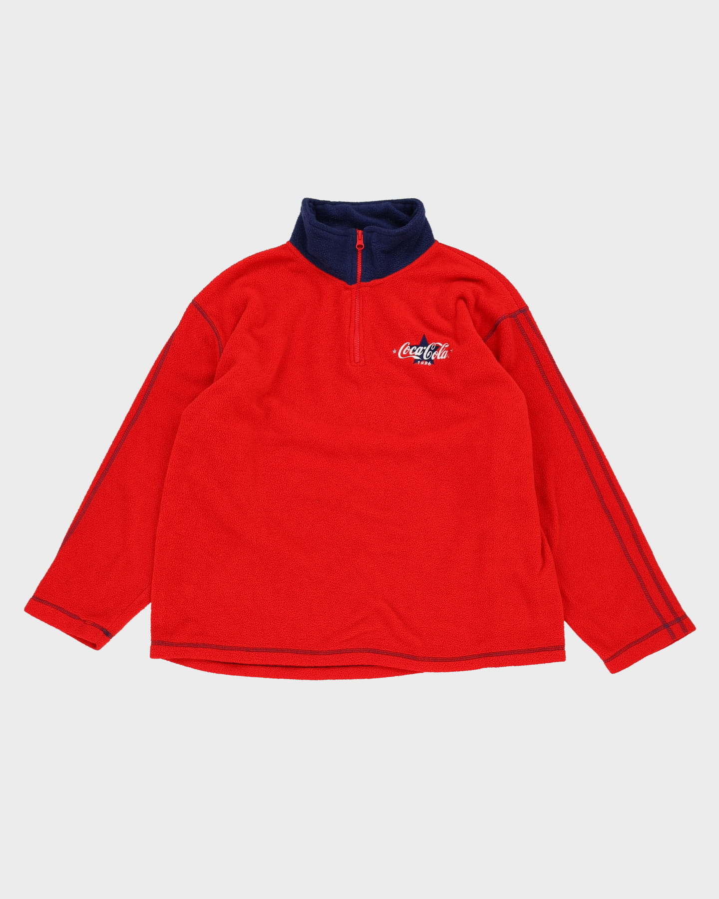 90s Coca Cola Red / Navy Quarter-Zip Fleece - XL / XXL