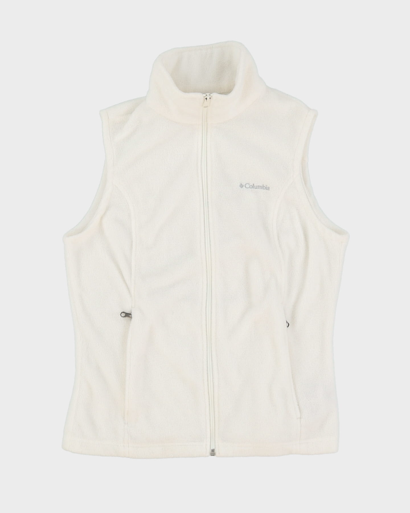 Columbia White Sleeveless Full Zip Fleece - M