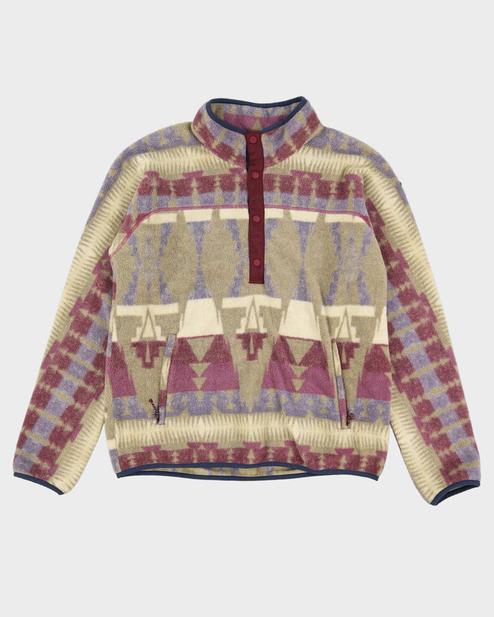 Burton Beige / Purple Quarter-Button Patterned Fleece - XL