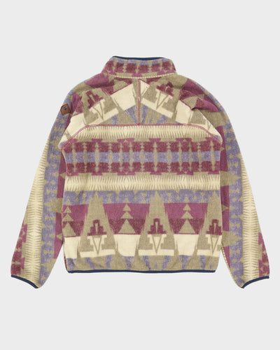 Burton Beige / Purple Quarter-Button Patterned Fleece - XL