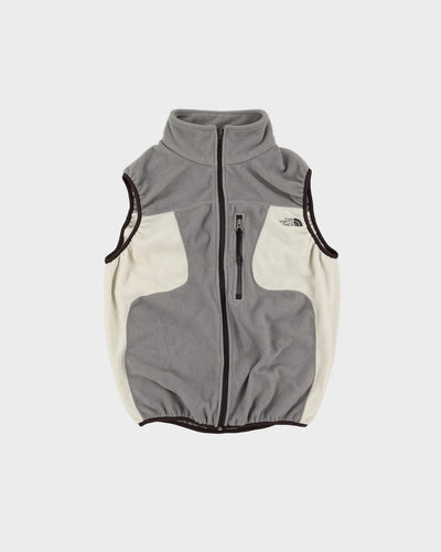 90s The North Face Grey / Beige Full-Zip Sleeveless Fleece - M
