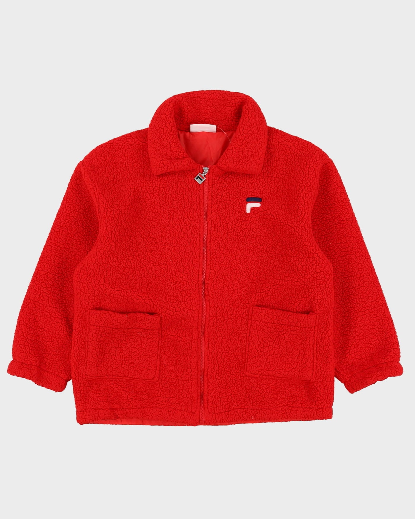 Vintage 90s FILA Red Oversized Full-Zip Fleece - M
