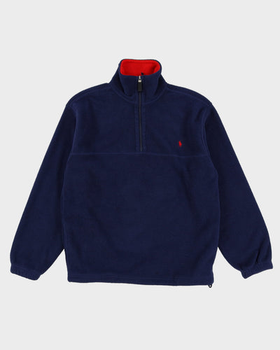 Vintage 90s Polo By Ralph Lauren Navy Quarter-Zip Fleece - L