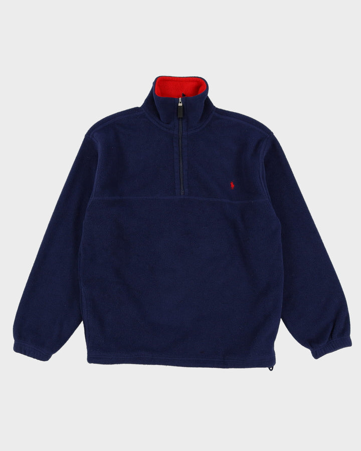 Vintage 90s Polo By Ralph Lauren Navy Quarter-Zip Fleece - L