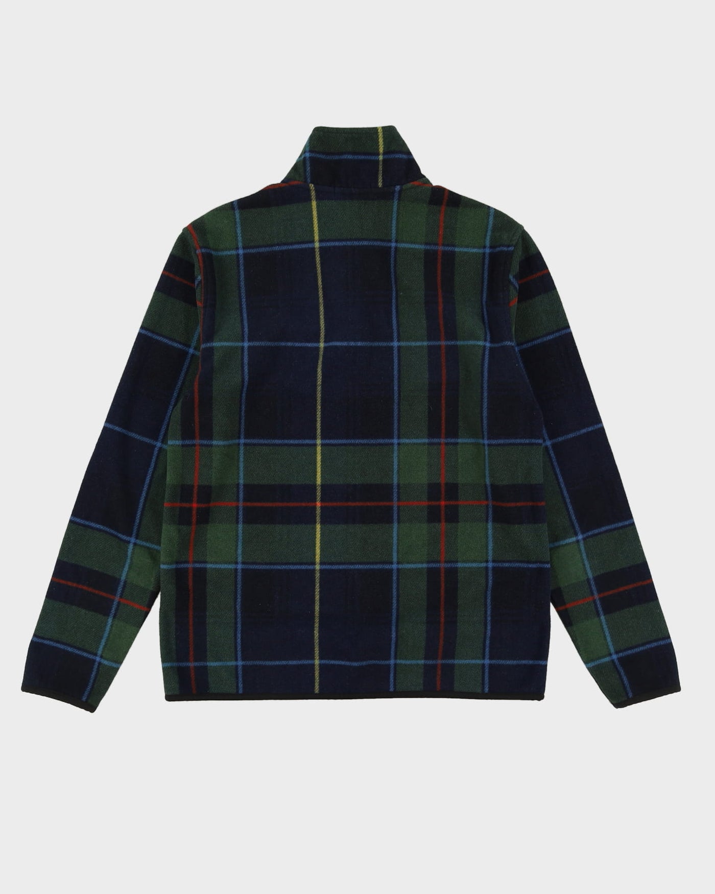00s Nautica Green Check Patterned Quarter-Zip Fleece - M