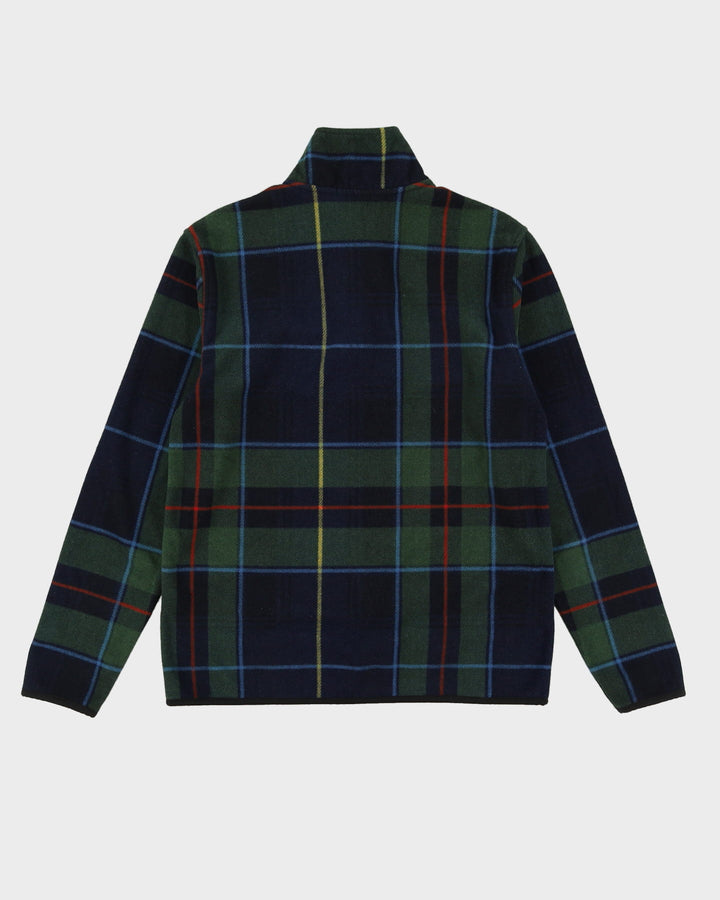 00s Nautica Green Check Patterned Quarter-Zip Fleece - M