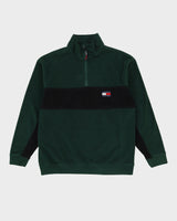 00s Tommy Hilfiger Green Quarter Zip Fleece - M